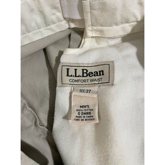 LL Bean Shorts Mens 37 Beige Chino Comfort Waist Pleated Front Zip Fly Outdoor - Picture 7 of 12